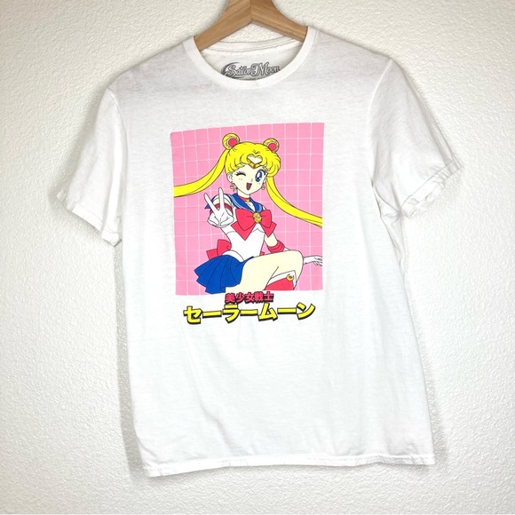 Sailor Moon Womens Tee Shirt White Medium CottonShort Sleeve CrewNeck - Picture 2 of 9